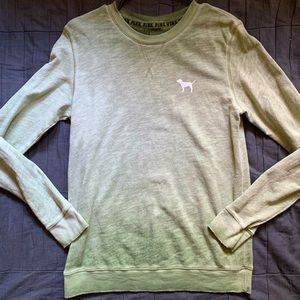 PINK Victoria’s Secret green ombré distressed crew neck sweatshirt size S